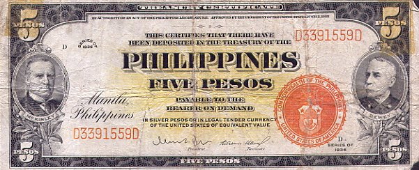 1936, Php 5 fronview