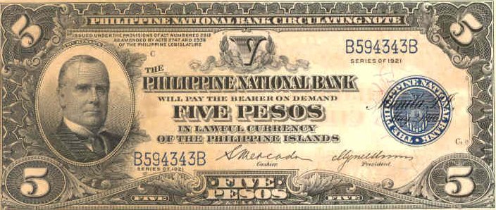 1921, Php 5 front view