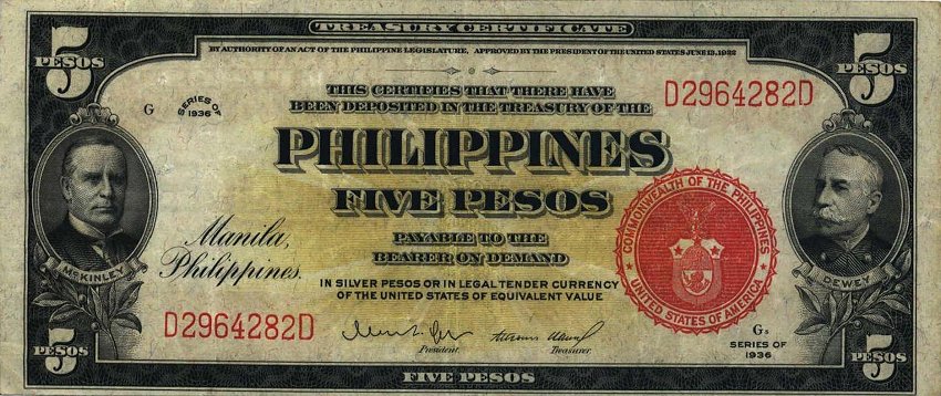 1936, Php 5 front view