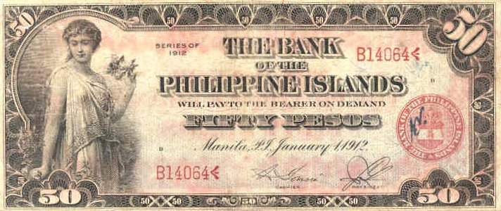Php 50, 1912 front view